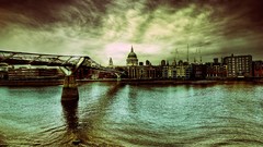 Landscapes clouds buildings rivers HDR Photography The Bridge