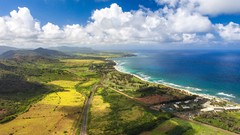 Landscapes clouds coast Hawaii fields aerial view