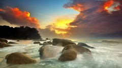 Landscapes clouds coast sunlight waterscapes