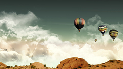 Landscapes clouds desert Balloons Journey