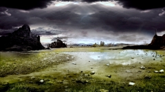 Landscapes clouds fields buildings