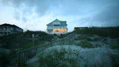 Landscapes clouds hills houses