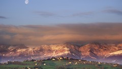Landscapes clouds hills moon Italy towns