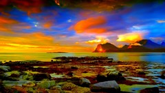 Landscapes clouds horizon rocks Beaches