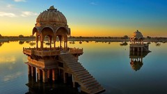 Landscapes clouds India Asia lakes Temples stairways