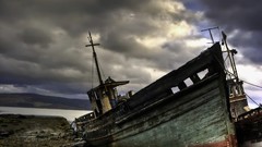 Landscapes clouds old Boats broken