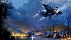 Landscapes clouds Pelicans science fiction halo concept art 