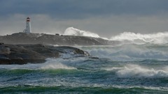 Landscapes clouds Seaside cliffs rocks Oceans waves lighthouses