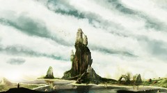 Landscapes clouds tower artwork digital art