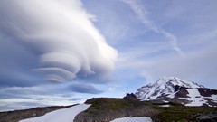 Landscapes clouds Washington national park Mount Rainier