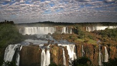 Landscapes clouds waterfalls Iguazu Falls Brazil