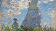 Landscapes clouds woman children French Umbrellas paintings 