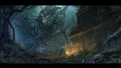 Landscapes colossus hero paintings drawings fantasy art