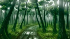 Landscapes deer pathway paths forests artwork fantasy art