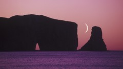 Landscapes dusk rocks quebec moons