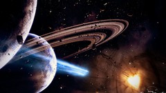 Landscapes explosion explosions vintage planets outer space 