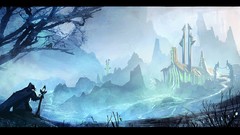 Landscapes fantasy blue paintings Warriors