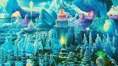 Landscapes fantasy Trees snow Mountains ice jellyfish paintings 