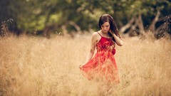 Landscapes fields outdoors woman