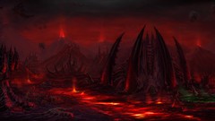 Landscapes fire dark Volcanoes lava Zerg starcraft artwork 