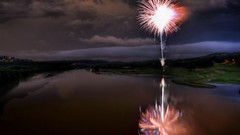 Landscapes fireworks clouds
