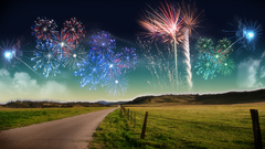 Landscapes fireworks roads