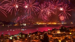 Landscapes fireworks Turkey Istanbul cities cityscapes