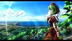 Landscapes Flowers clouds dress red eyes Ribbons red dress bows 