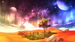 Landscapes Flowers grass Stars clouds sky moon 3d skies scenic 