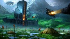 Landscapes Flowers Mountains Crash spaceships science fiction 