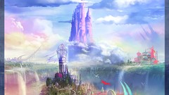 Landscapes Flowers nature Trees Birds tower paintings 