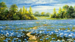 Landscapes Flowers nature Trees clouds pole skylines