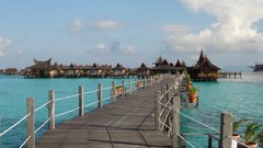 Landscapes Flowers nature water blue bungalow resort