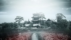 Landscapes Flowers Trees architecture houses streams paths 