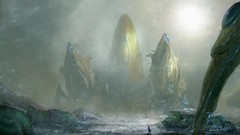 Landscapes fog artwork digital art video games starcraft ii 
