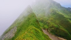 Landscapes fog grass Mountains clouds switzerland