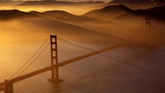 Landscapes fog morning California San Francisco Bridges golden 