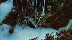 Landscapes fog Mountains clouds India waterfalls