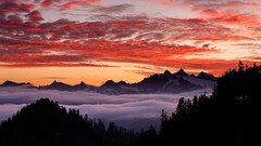Landscapes fog Mountains clouds Oregon silhouettes skyscapes