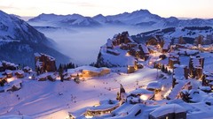 Landscapes fog Mountains France resort bing snow landscapes