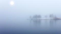 Landscapes fog nature calm Islands lakes mist
