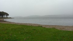 Landscapes fog nature grass water coast horizon Scotland lakes 