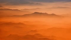 Landscapes fog nature hills orange evening mist