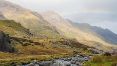 Landscapes fog nature hills United Kingdom cliffs rocks streams 