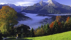 Landscapes fog nature Mountains cabin
