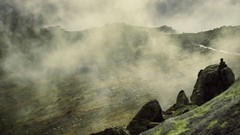 Landscapes fog nature Mountains clouds hills rocks mist
