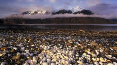 Landscapes fog nature Mountains clouds shells lakes