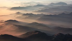 Landscapes fog nature Mountains hills evening Alps sunlight