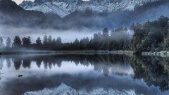 Landscapes fog nature Mountains New Zealand national park