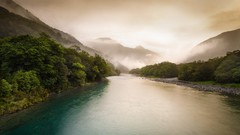 Landscapes fog nature Mountains New Zealand rivers forests